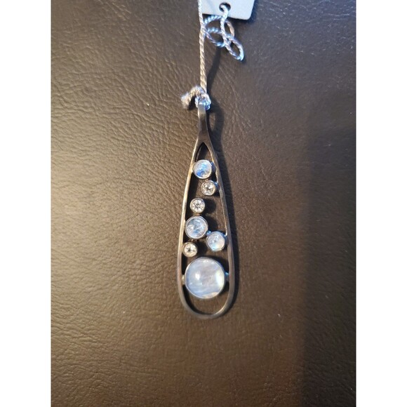 Starborn Creations Jewelry - Starborn Creations 925 Sterling Silver Rainbow Moonstone And White Topaz Pendant